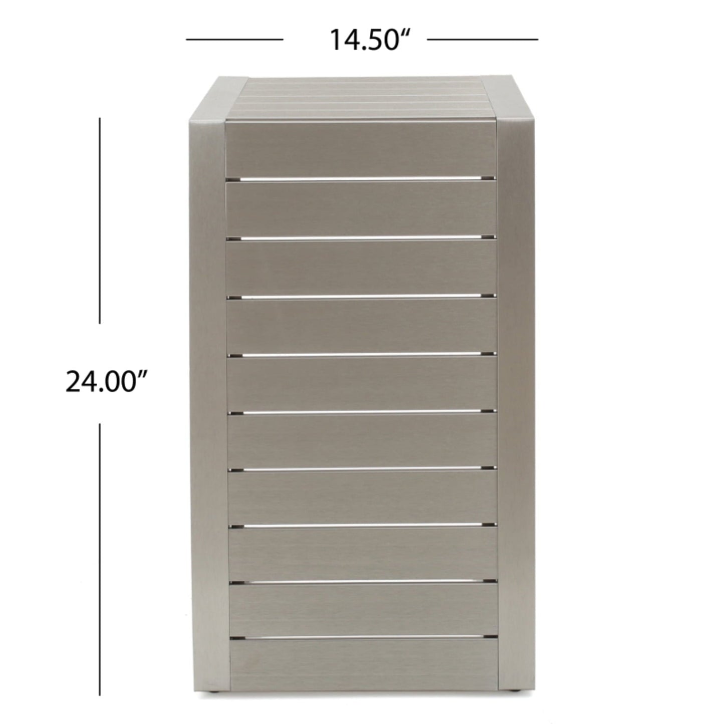 Silver C-shape Patio Side Table For Chairs, Aluminum Outdoor End Table