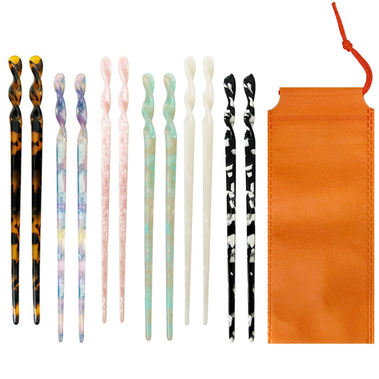 12 Pieces Acetate Hair Sticks Tortoise Shell Hairpin Leopard Shell Print Hair Sticks For Long Hair Chinese Hair Sticks Hair Styl