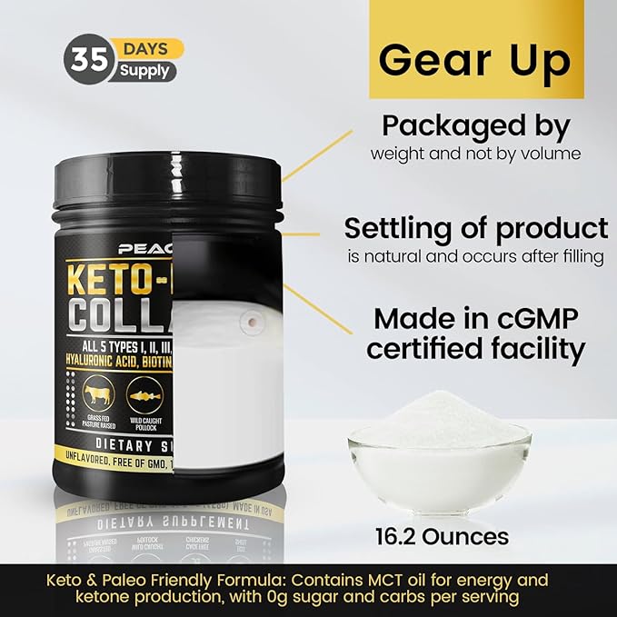 Multi Collagen Protein Powder 16.2 oz (4 Pack) | 5 Types with Bone Broth, Hydrolyzed Peptides, Biotin & MCT Oil, Unflavored, Supports Skin, Hair, Nails, Joints & Gut Health, Keto Friendly