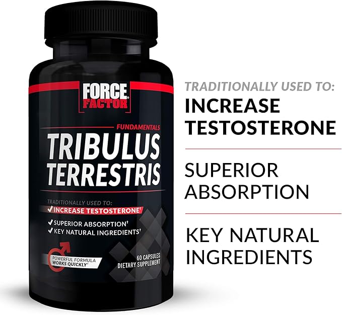 FORCE FACTOR Tribulus Terrestris for Men, 3-Pack, Tribulus Testosterone Booster for Men, Male Vitality Supplement, Tribulus Extract & Natural Ingredients for Superior Absorption, 1000mg, 180 Capsules