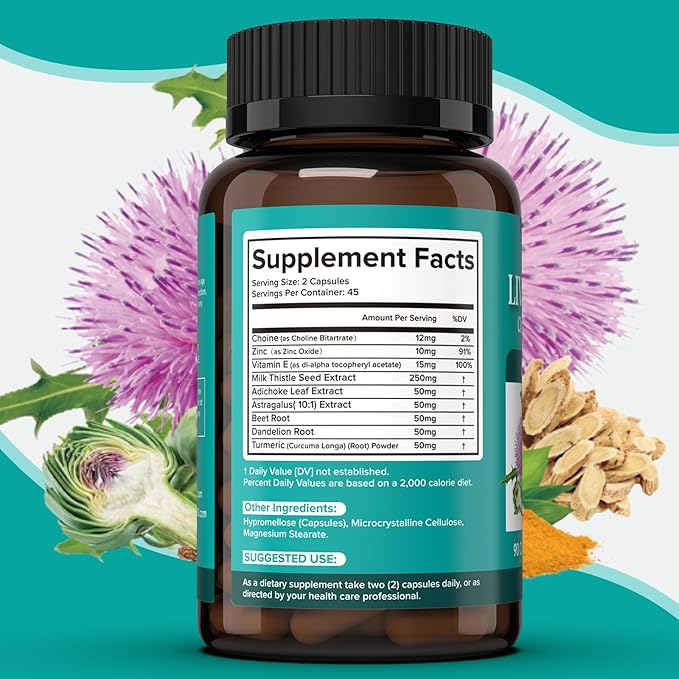 Milk Thistle Supplement - Liver Detox Cleanse Formula Herbal Liver Support with Milk Thistle, Dandelion Root, Artichoke, Turmeric, Astragalus for Liver Health, 90 Capsules-73