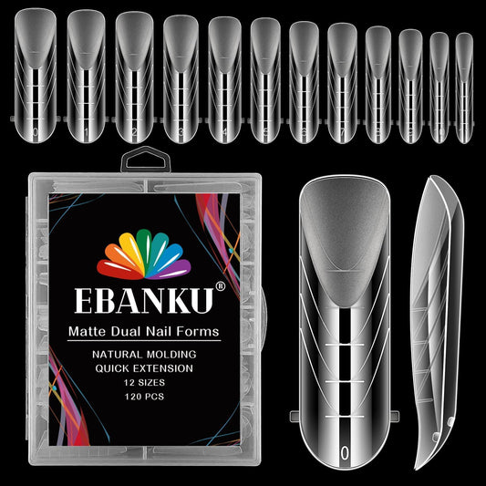 Ebanku Dual Forms For Poly Nail Gel 120Cs Ballerina Dual Nail Forms Molds Acrylic Nail Tips Full Cover 12 Sizes For Builder Nail