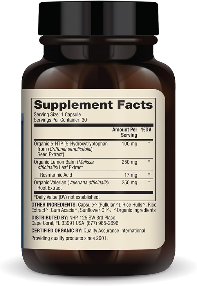 Dr. Mercola Organic 5-HTP with Valerian Root and Lemon Balm, 30 Servings (30 Capsules), Dietary Supplement, Suports Restful Sleep, Non-GMO, Certified USDA Organic