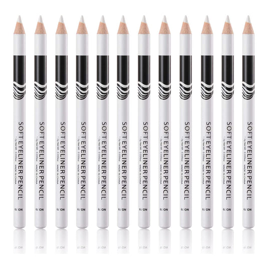 Go Ho 12 Pcs White Eyebrow Eyeliner Pencils,White Eyeshadow Makeup Pen,Sweatproof Eye Highlighter Makeup Pencil,Long-Lasting Nic