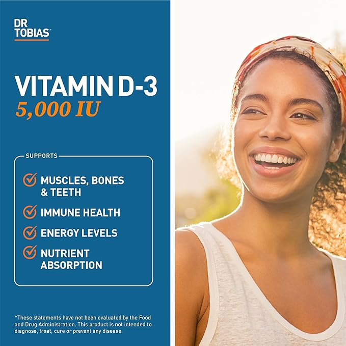 Dr. Tobias AKG Supplement & Vitamin D3 - Optimize Cellular Energy & Bone Health with High-Potency Vitamin D & Bioavailable AKG, Non-GMO