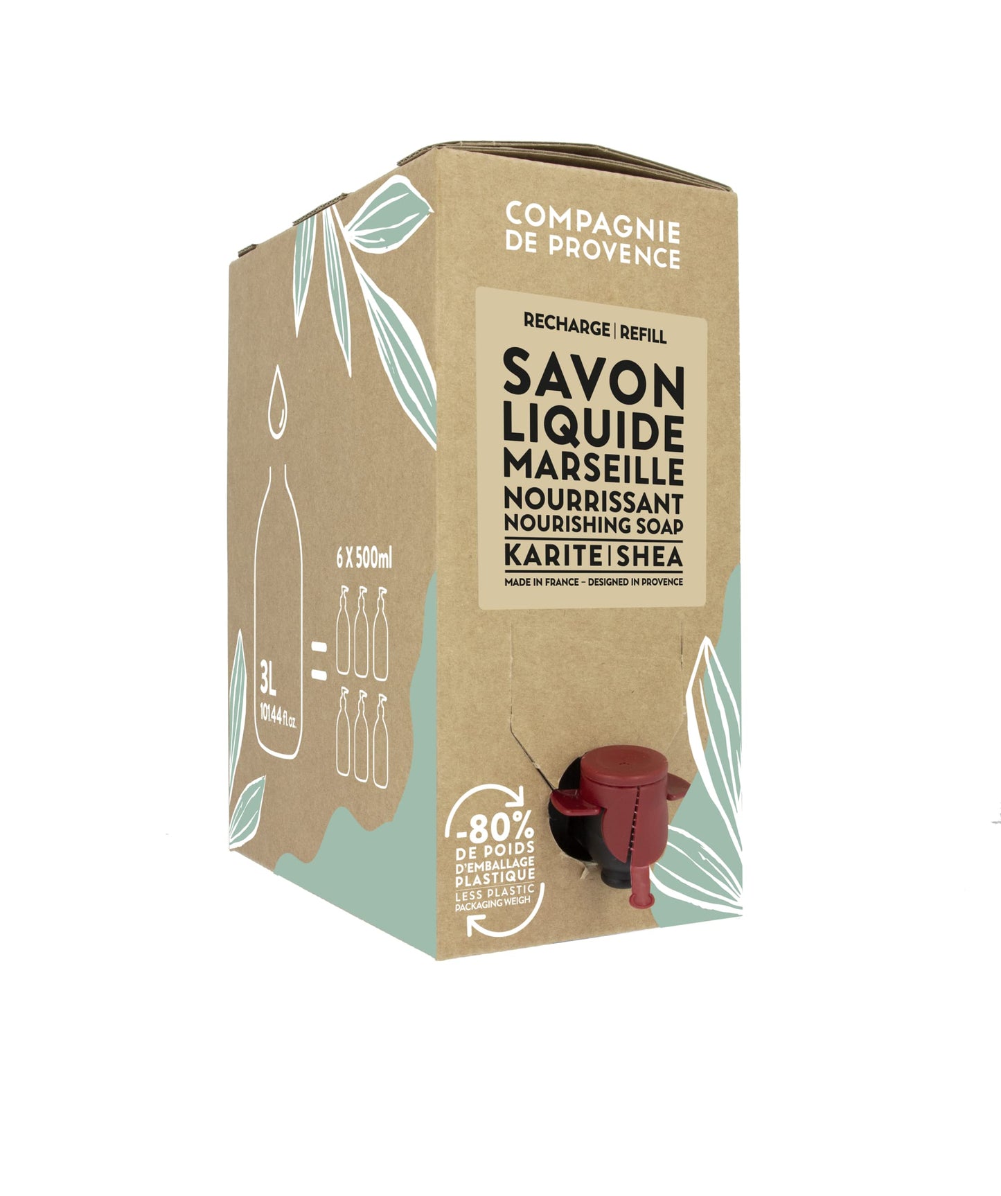 Compagnie De Provence Savon De Marseille Nourishing Liquid Soap, Karite (Shea Butter), 101.4 Fl Oz Eco Refill