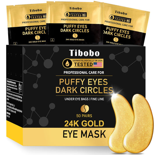 Under Eye Patches (50 Pairs) - 24K Gold Eye Masks Treatment For Eye Bags, Puffy Eyes & Dark Circles - Nourishing Skin Care Produ