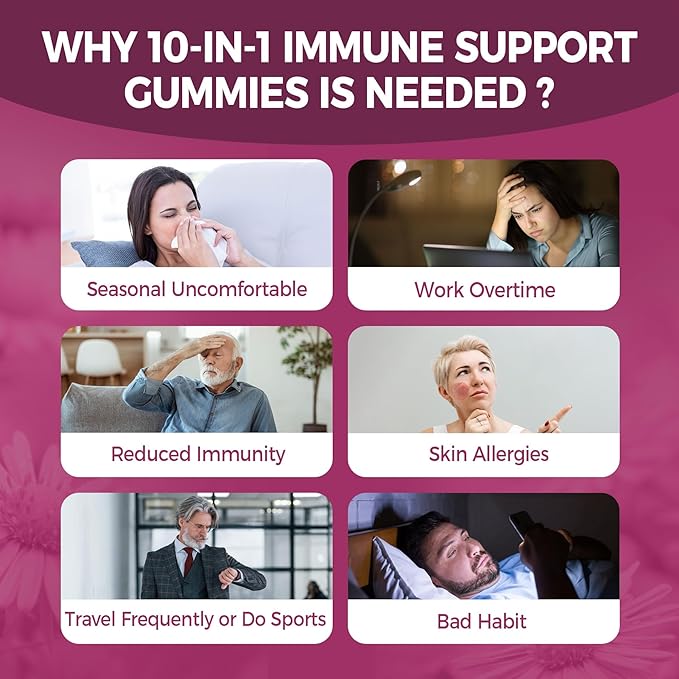 Vitamin C D3 Zinc Gummies for Adults w/Echinacea, Elderberry, Selenium, Magnesium，Vitamin D3 5000IU, Daily Immunity Booster Multivitamin Gummies, for Immunity Antioxidant Bone Energy，Vegan 1 Pack