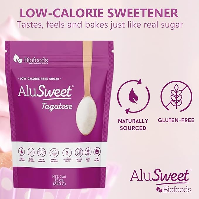 AluSweet Tagatose + Stevia Natural Low-Calorie Sweetener - 24oz 2:1 Replacement - Prebiotic, Keto & Diabetic-Friendly, Gluten & Lactose-Free, Sugar Substitute, Ideal for Baking, No Aftertaste