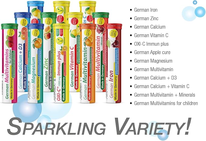 T&D German Zinc 5 mg - 40 Vegan Drink Effervescent Tablets - Peach-Passionfruit Flavor - Made in Germany