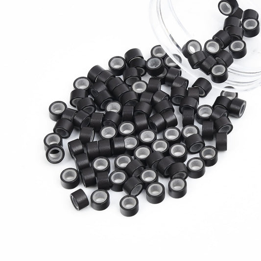 Vlasy 100Pcs 5Mm Silicone Lined Micro Ring Beads For Hair Extensions 5Colors Apply (100Pcs Dark Brown)