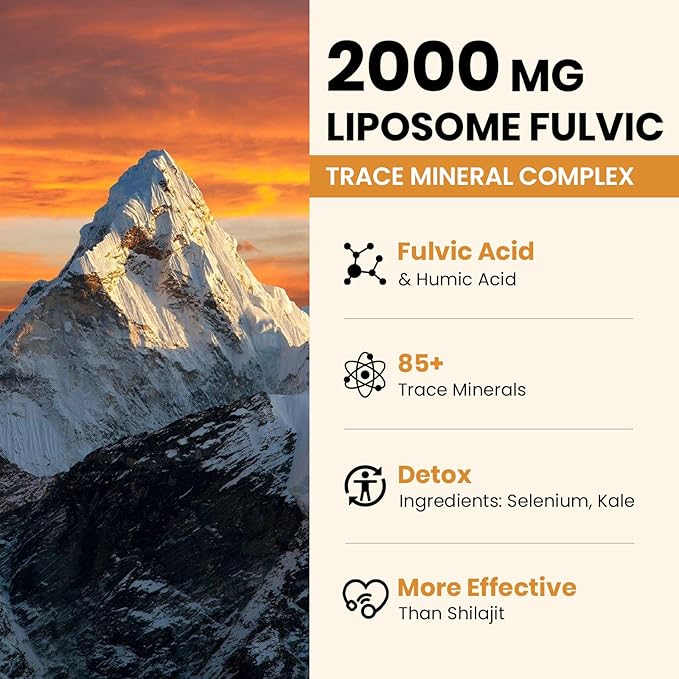Trace Minerals Electrolytes Drops 2000 MG | Liquid Liposomal Fulvic Humic Acid Supplement | 85+ Trace Minerals | Hydration | Detoxification | Energy | pH Balance | Digestion | Immunity | 2 Oz