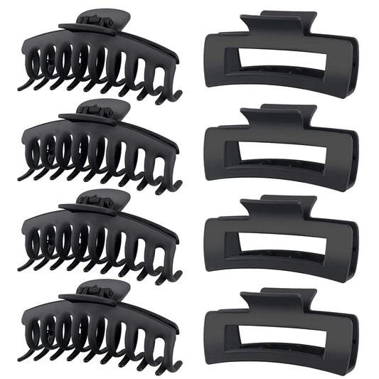 Tocess 8 Pack Black Big Hair Claw Clips For Women Large Claw Clip For Thin Thick Curly Hair 90'S Strong Hold 4.33 Inch Nonslip M