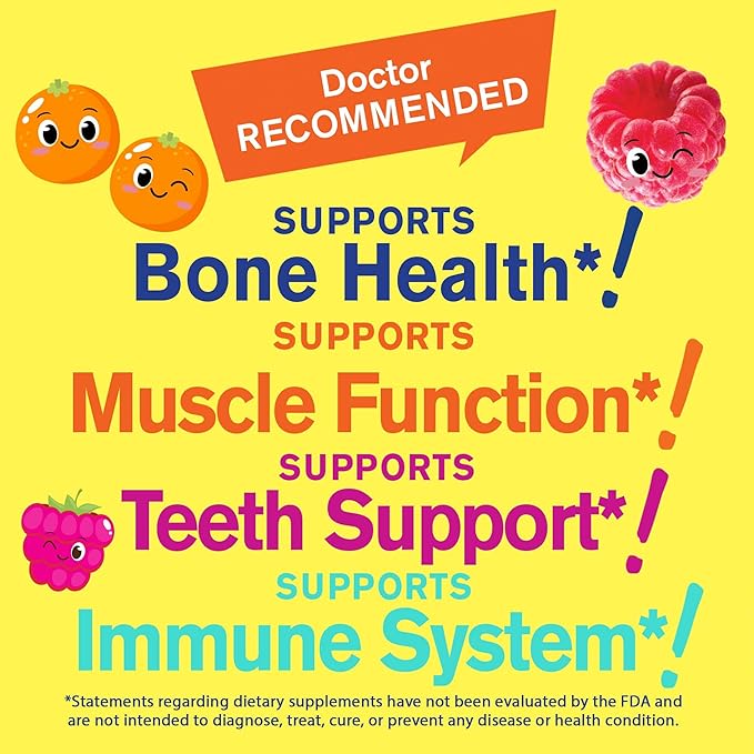 Calcium + Vitamin D3 Kids + Biotin Kids, Gummies Bundle - Great Tasting, Vitamin Supplement, Gluten Free, GMO Free, Chewable Gummy