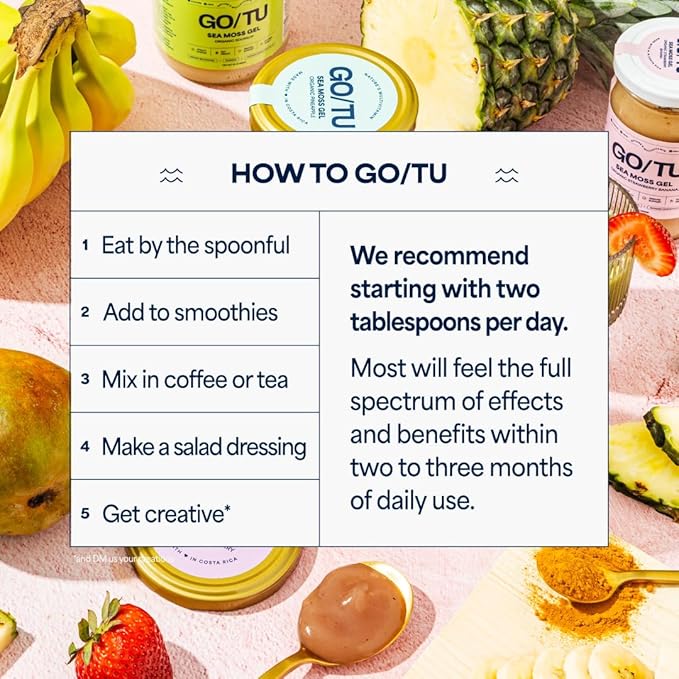GO/TU Sea Moss Gel – 8oz Strawberry Banana | Pure, Shelf-Stable Superfood | Nature’s Multivitamin