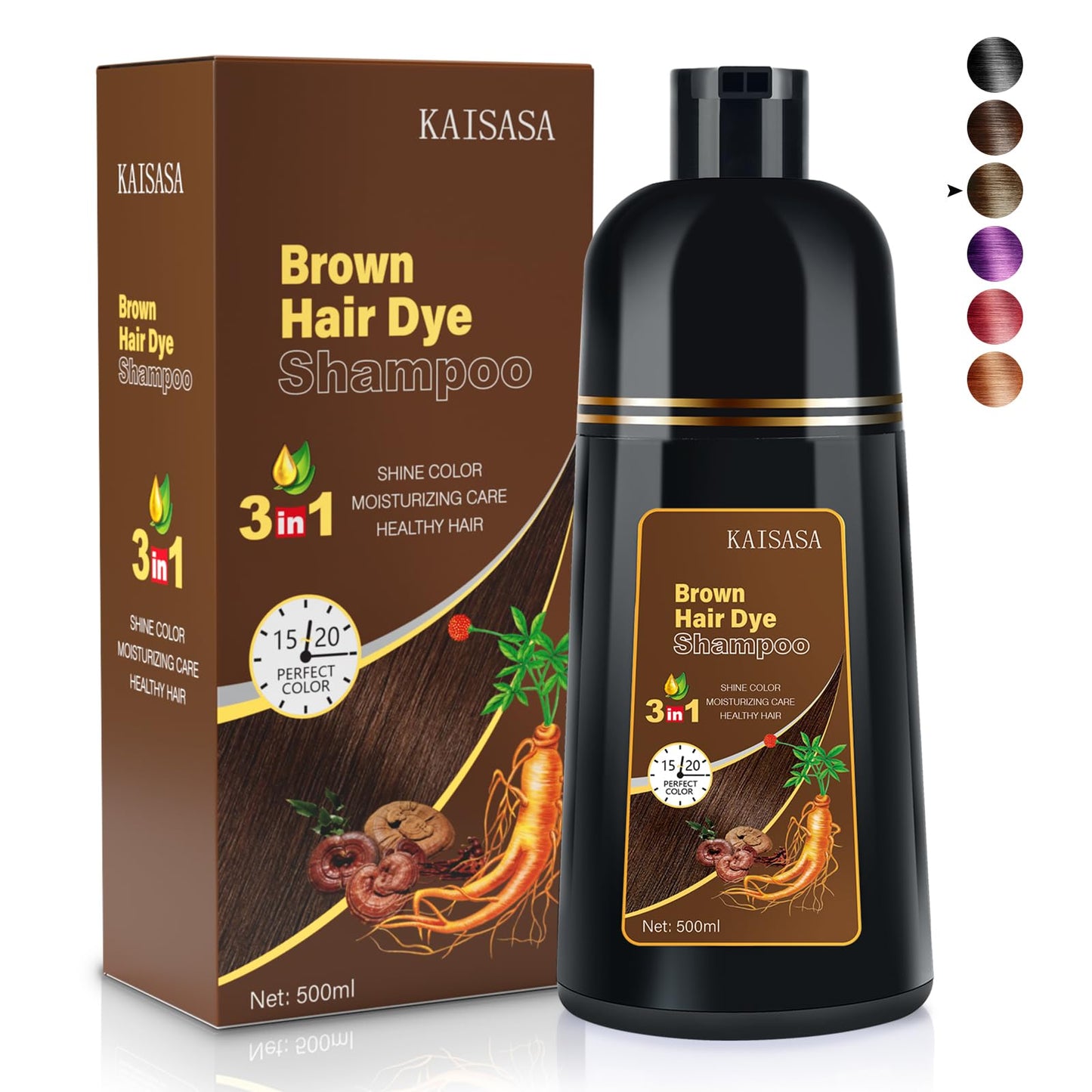 Iiimeidu Hair Dye Shampoo For Gray Hair, 3 In 1 Herbal Ingredients Natural Shampoo Hair Dye For Women Men, Grey Coverage 500Ml (
