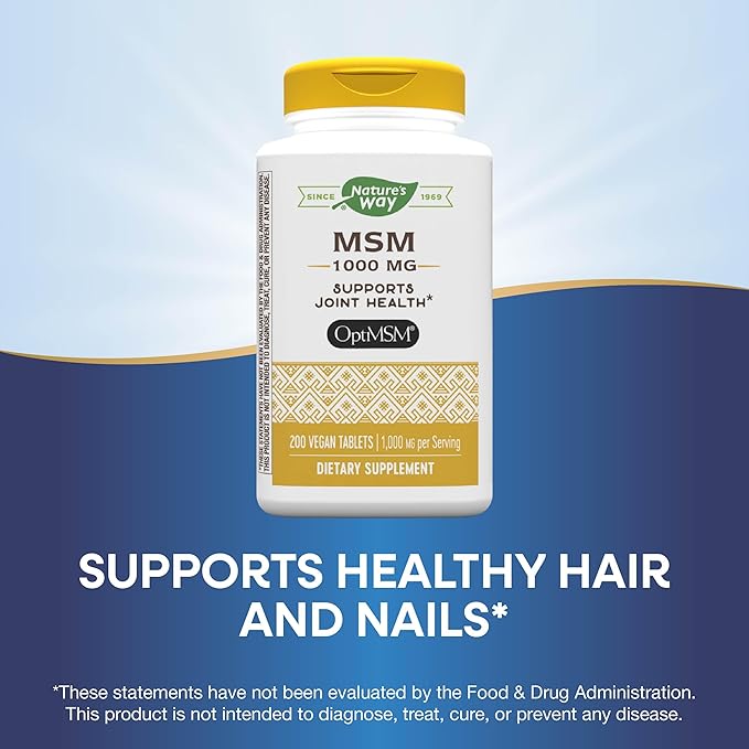 Nature's Way MSM 1000 mg - Joint Health Supplement* - With Methylsulfonylmethane - Gluten-Free & Vegan - 200 Tablets (Pack of 2)
