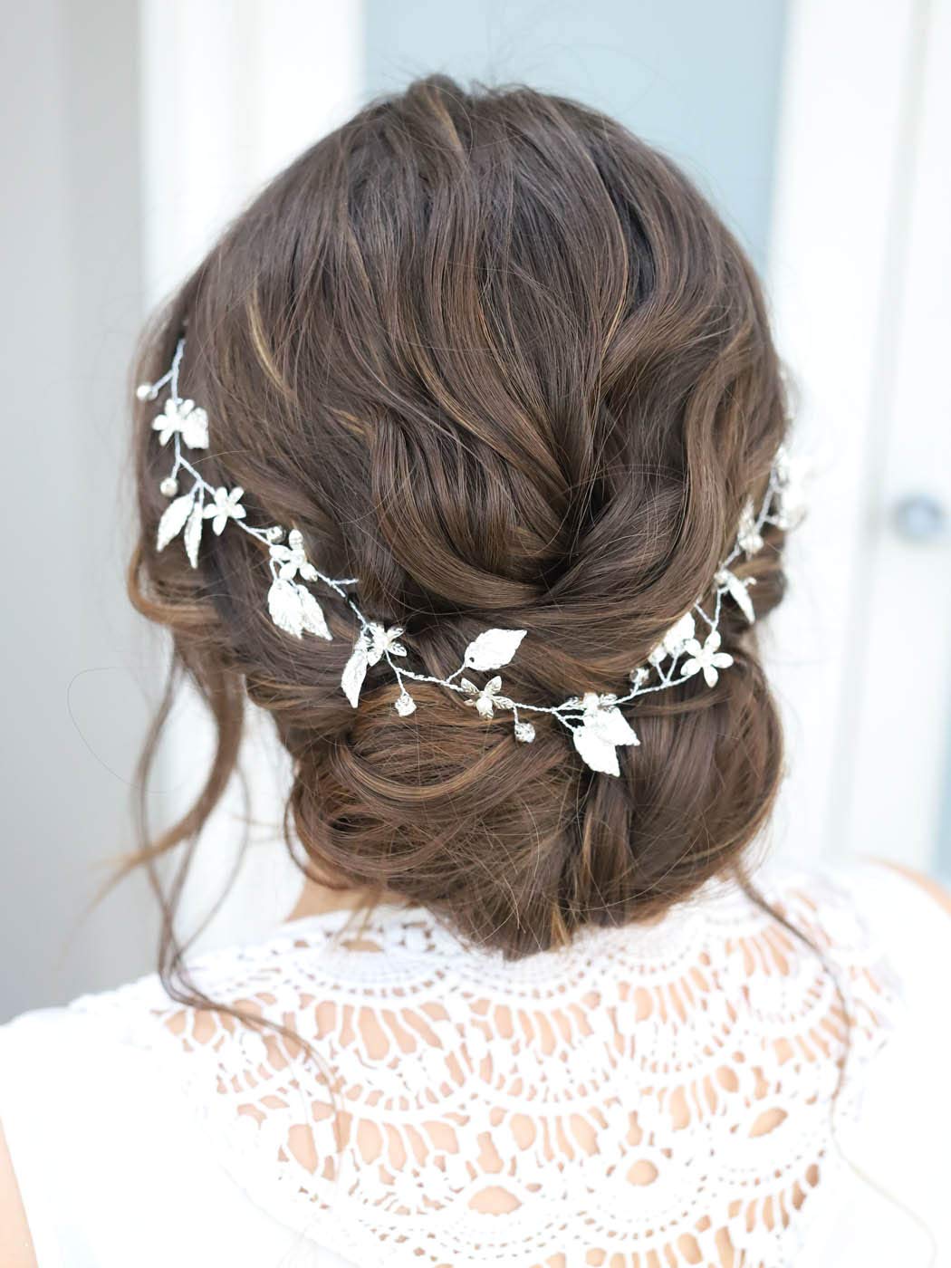 Yean Bride Wedding Hair Vine Headband Gold Leaf Bridal Accessories For Women (Gold) (Silver)