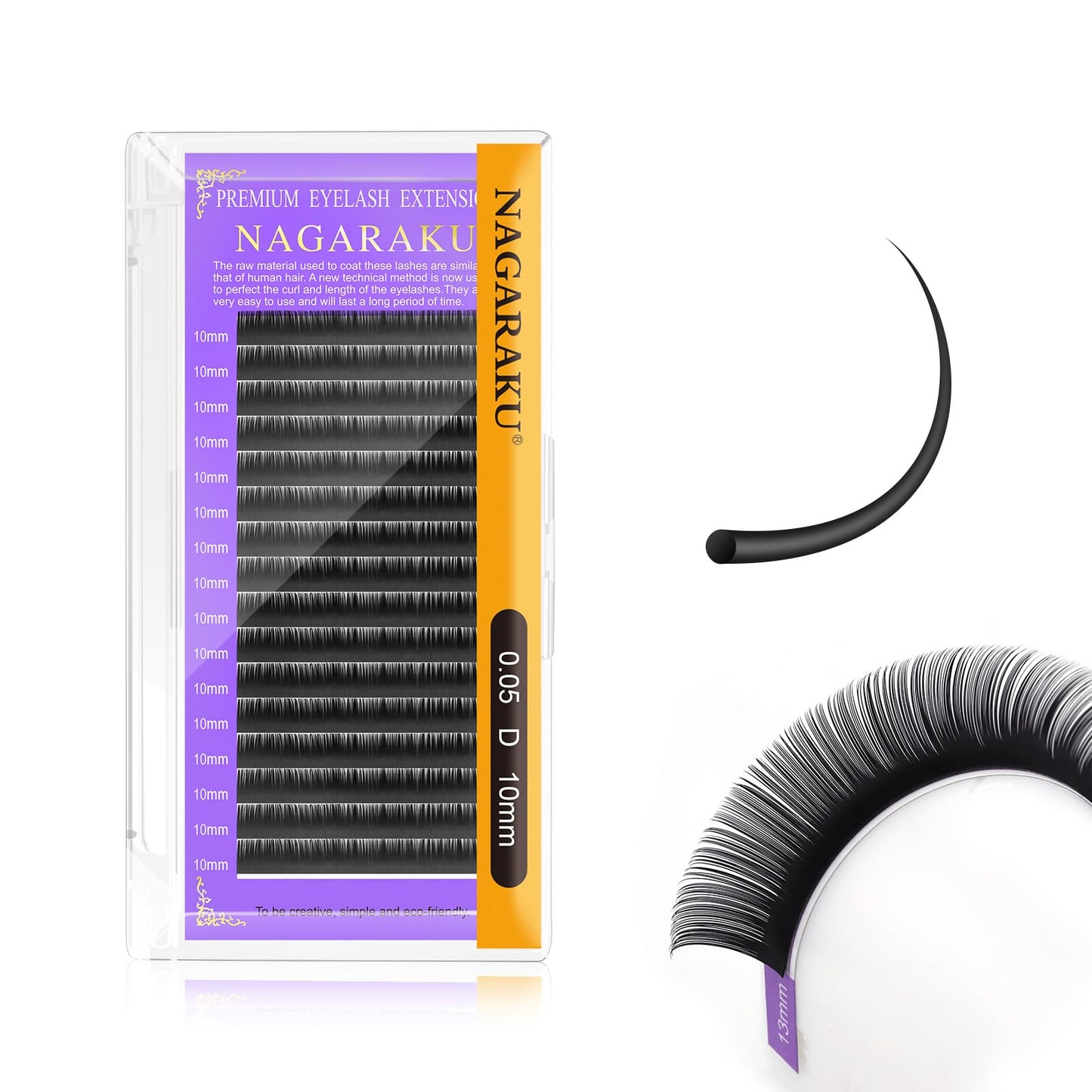 Nagaraku Eyelash Extensions Individual Lashes 0.05Mm D Curl 10Mm Classic Matte Black Soft Natural Professional 16 Rows Beauty Sa