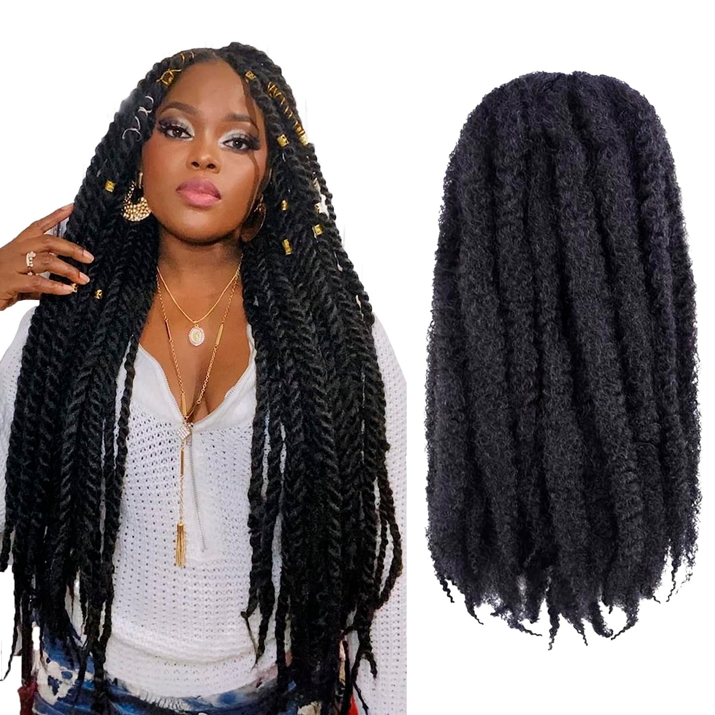 Toyotress Marley Hair Crochet Braids - 20 Inch 6 Packs Marley Twist Crochet Hair For Faux Locs Light Brown, Afro Curly Marley Tw