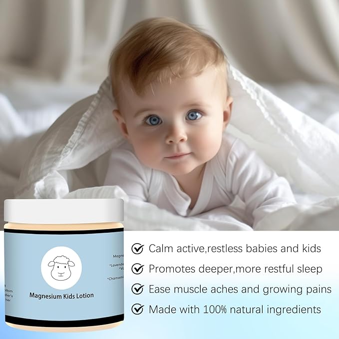 Magnesium Lotion for Kids,Magnesium Lotion for Sleep Kids,Topical Magnesium Cream to Help Calm Before Bed and During the Night,8 sheep Magnesium Cream - Kid Safe, 4 oz (1)