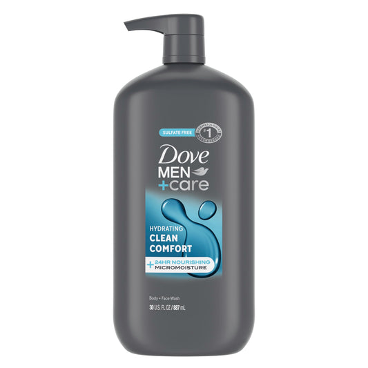 Dove Men+Care Body And Face Wash Hydrating Clean Comfort Men'S Body Wash With 24-Hour Nourishing Micromoisture Technology 30 Oz