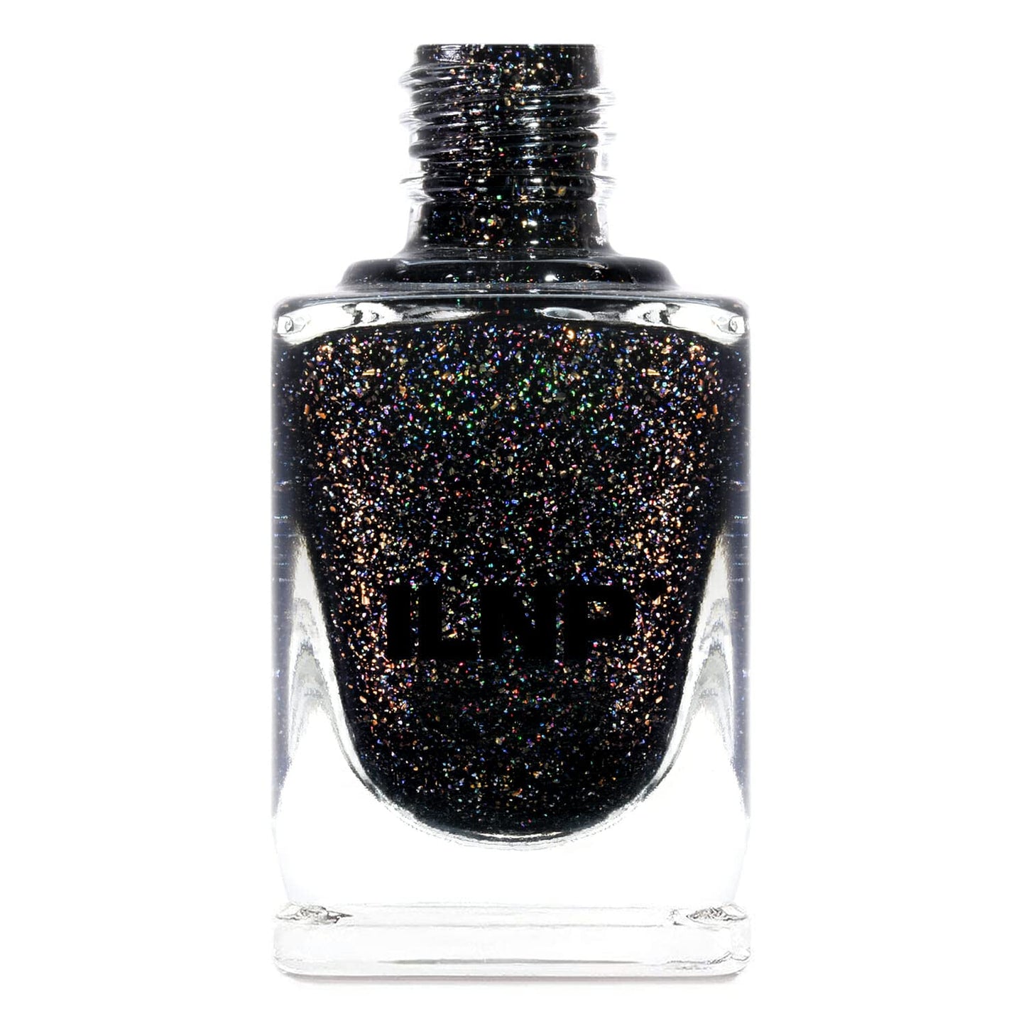 Ilnp Silhouette - Rich Black Gold Flake Holographic Nail Polish