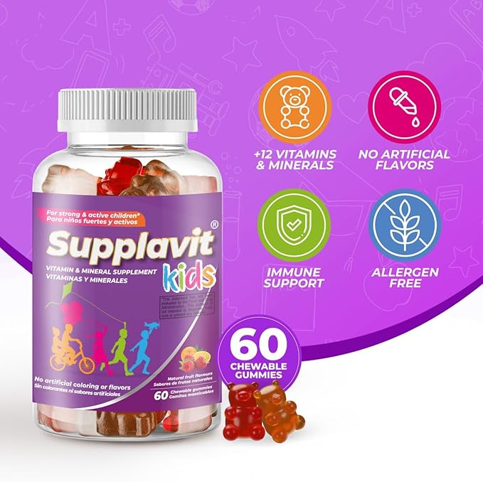 Kids Vitamins and Supplements, No Artificial Coloring, Allergen-Free for Healthy and Strong Children, Natural Fruit Flavors, Healthy and Delicious, (180 Gummies)
