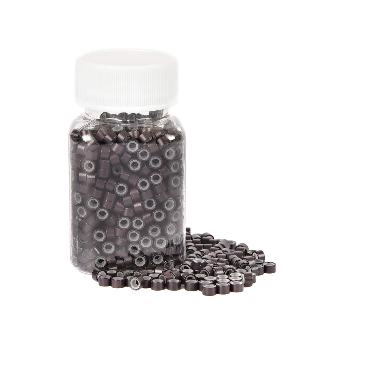 1000Pcs Premium Silicone Micro Link Rings 5Mm Lined Beads For I Tip Hair Extensions (1000Pcs, Dark Brown)