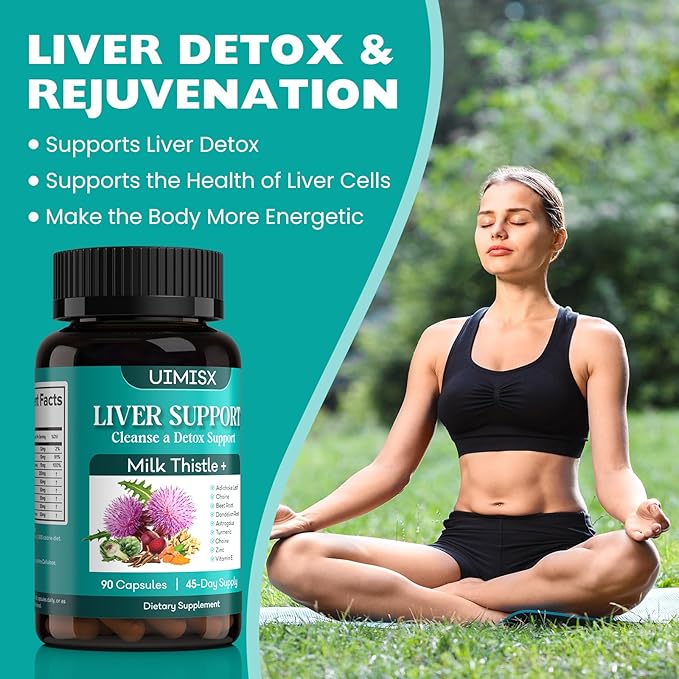 Milk Thistle Supplement - Liver Detox Cleanse Formula Herbal Liver Support with Milk Thistle, Dandelion Root, Artichoke, Turmeric, Astragalus for Liver Health, 90 Capsules-81