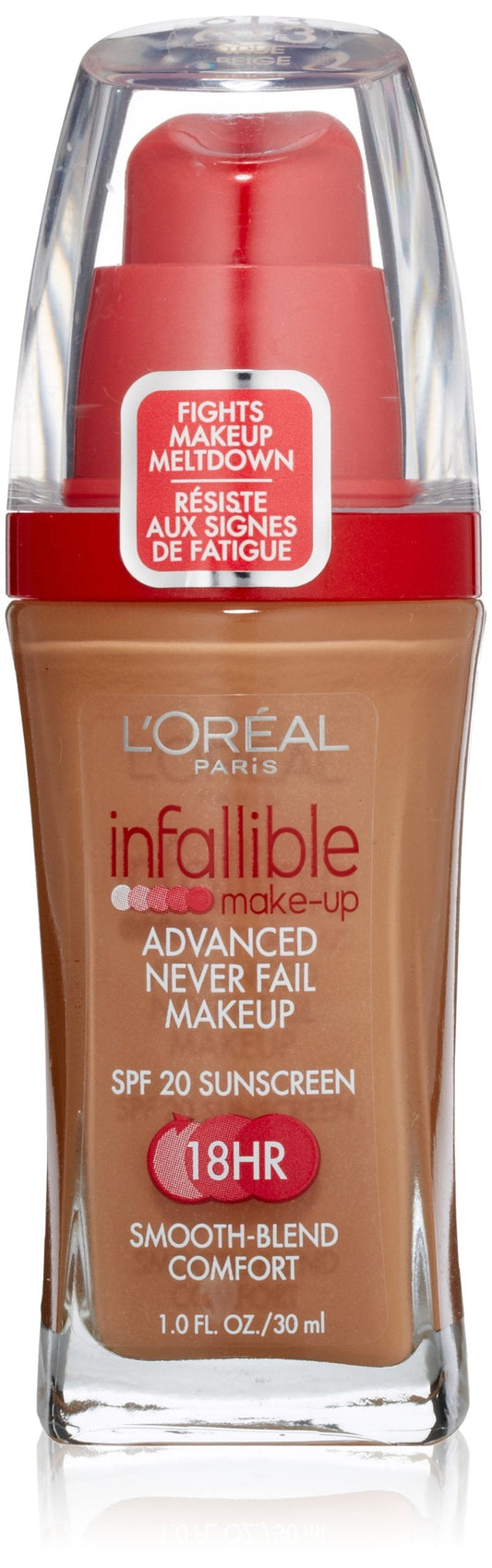 L'Oreal Infallible Advanced Never Fail Makeup, Classic Tan, 1-Fluid Ounce