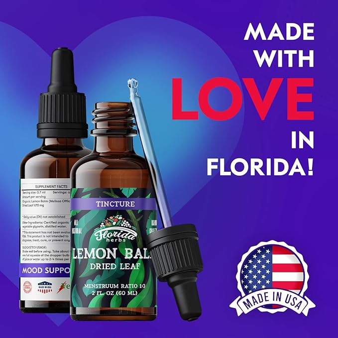 Lemon Balm Tincture - Organic Lemons Drops - Lemon Balm Extract 2 Fl. Oz - Dried Lemon Balm Made in USA - Organic 2 Pack
