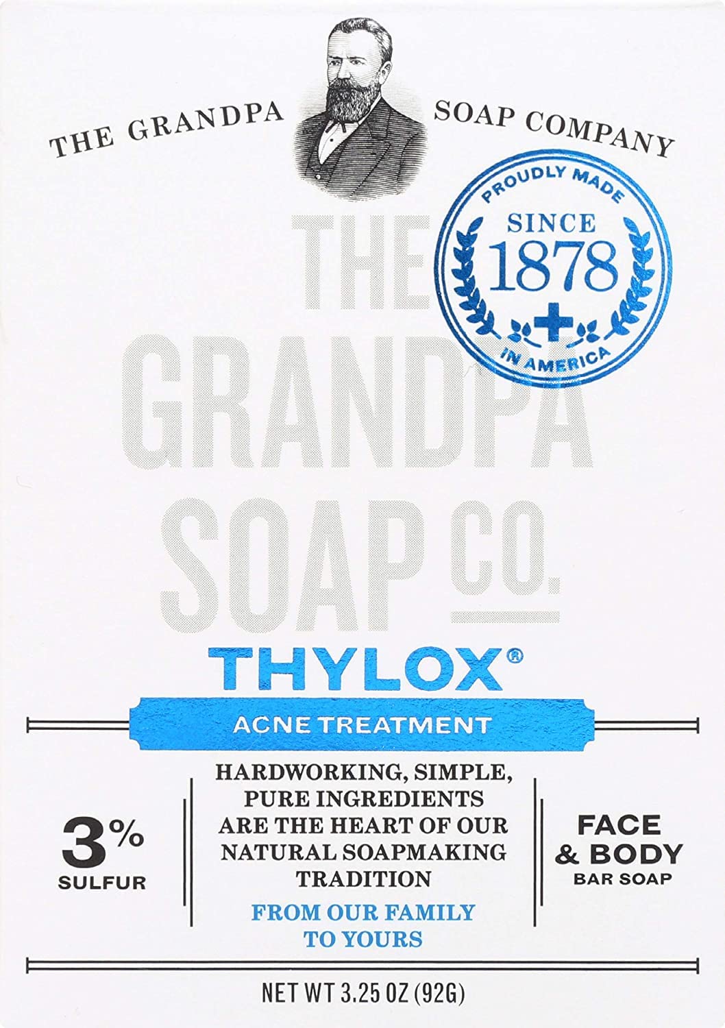 The Grandpa Soap Company Thylox Bar Soap Vegan, Clean Face & Body Soap | Acne Treatment Soap With 3% Sulfur | Paraben Free Bar S