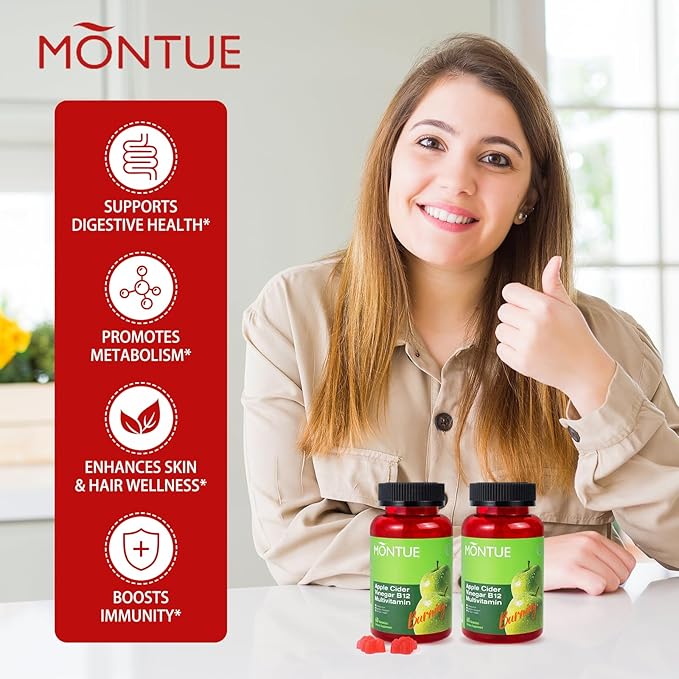 Apple Cider Vinegar Gummies B12 Multivitamin,ACV Supplement Gummy Vitamins,Vegetarian Supplement for Women & Men,Non GMO,Support Normal Energy Levels & Gut Health 60 Gummies (90)