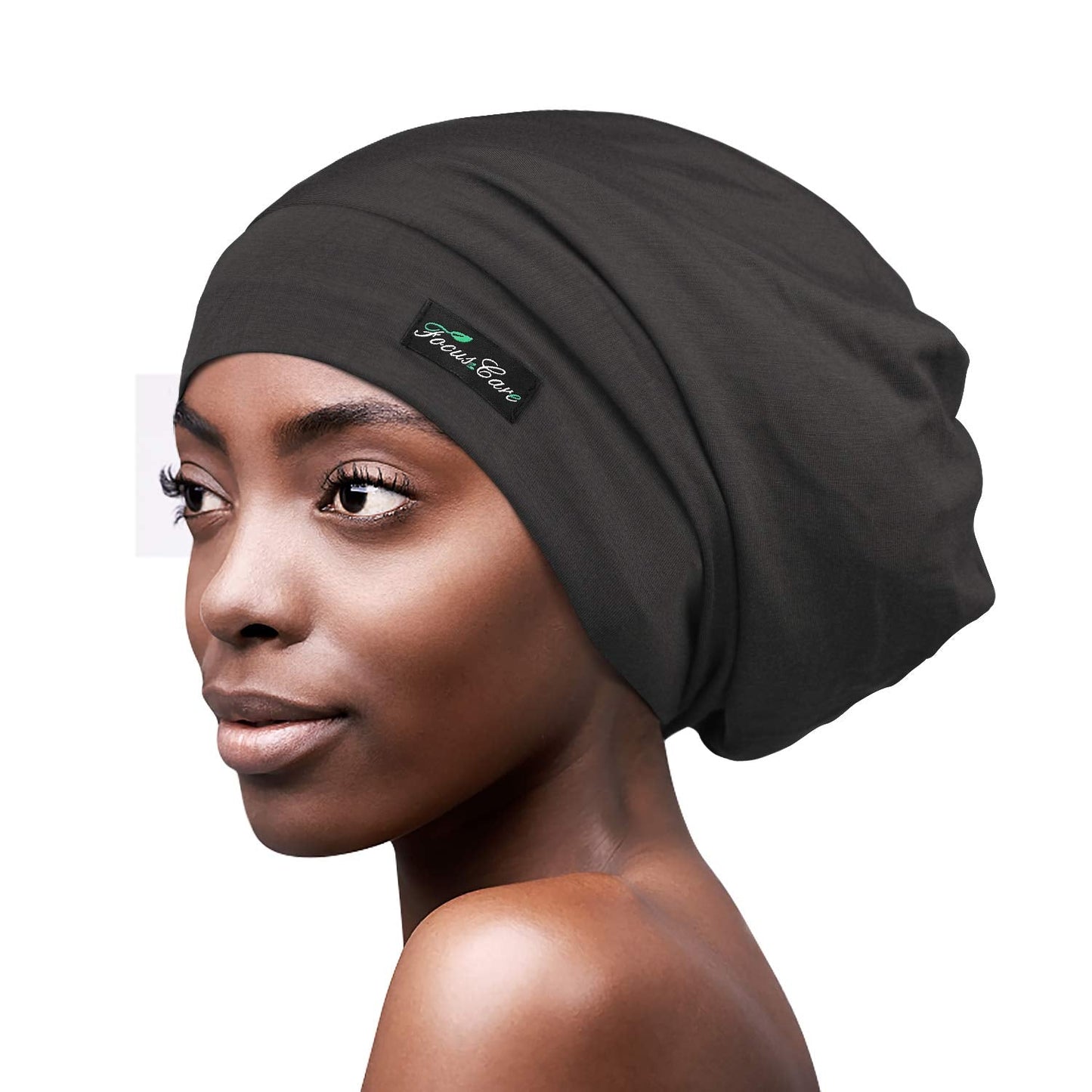 Satin Lined Cap For Curly Hair Silk Sleeping Adjustable Dark Gray