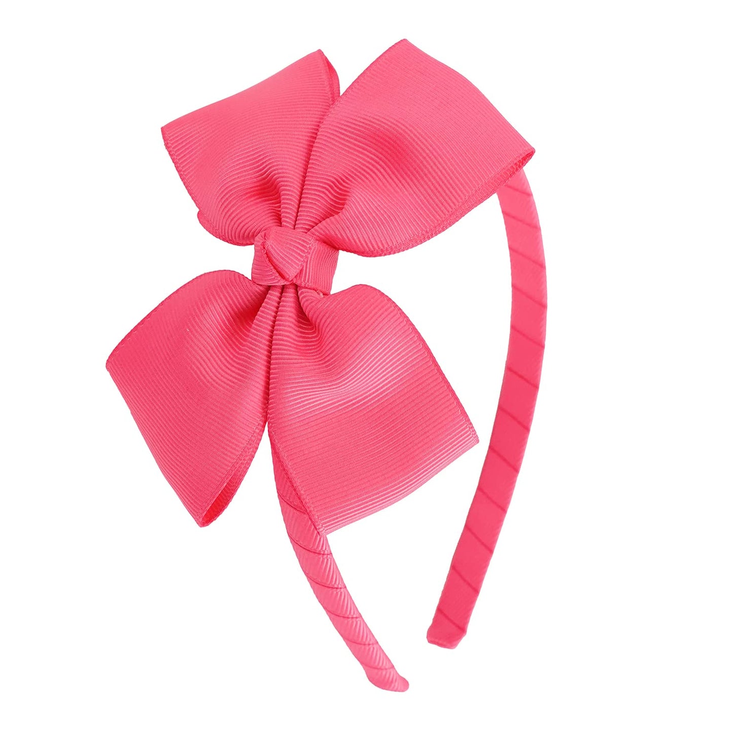 Meedee Summer Bright Pink Bowknot Grosgrain Ribbon Headband For Girls, Toddlers, Party, Cosplay, And Costume Wear
