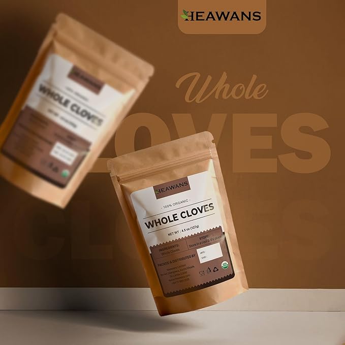 Heawans Hand Picked Premium Grade Organic Whole Cloves 2 oz, Packed form a USDA certified farm