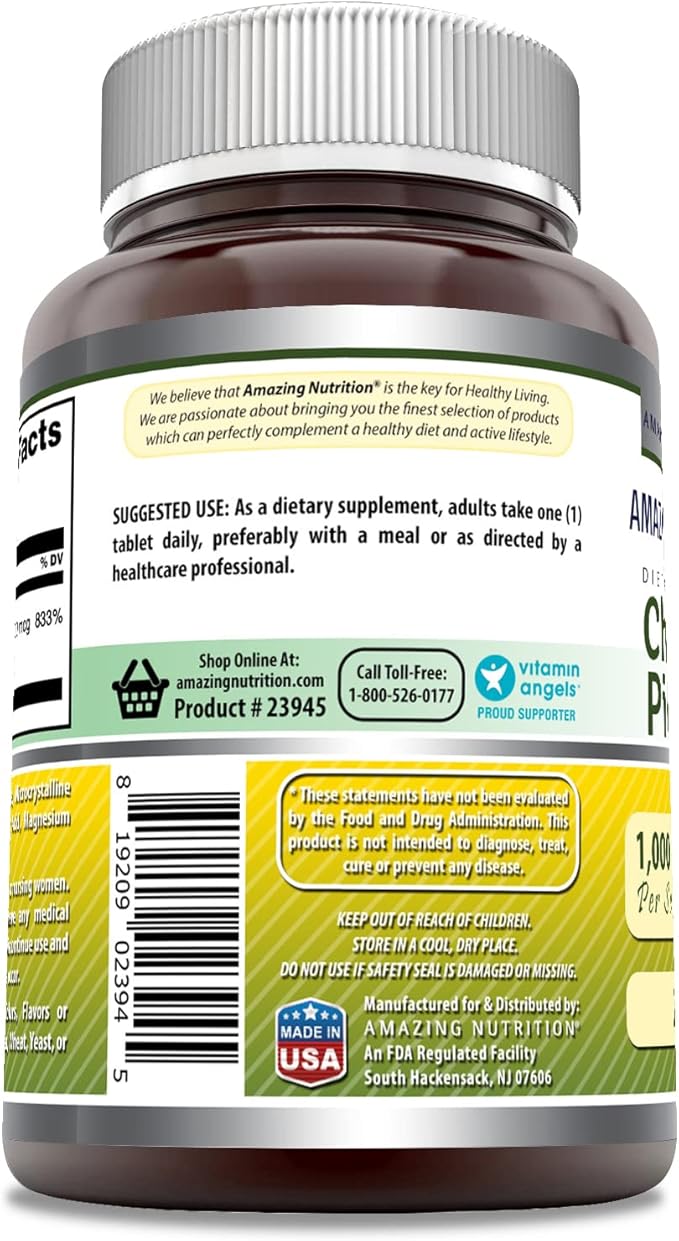 Amazing Formulas Chromium Picolinate | 1000 Mcg Tablets Supplement | Non-GMO | Gluten Free | Made in USA (1 Pack, 240 Count)