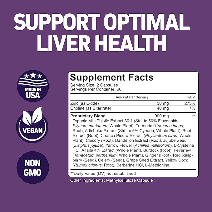 Herbtonics Liver Cleanse Detox & Repair Formula - 20+ Herbs: Milk Thistle, Artichoke Extract, Silymarin & Dandelion - Korean Red Panax Ginseng 1500mg - High Potency Ginseng for Energy for Men & Women