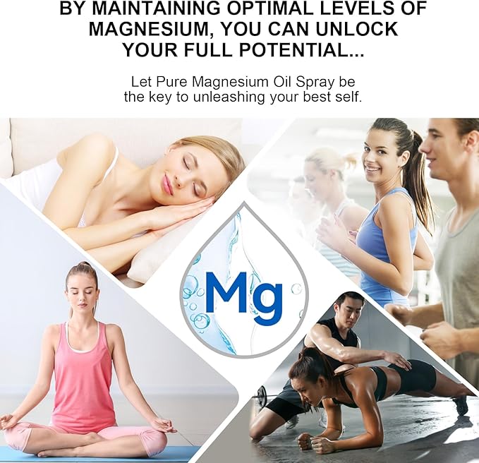 Pure Magnesium Oil Spray,Topical Magnesium Oil Spray-Made with Concentrated Pure Magnesium Chloride Oil 4 fl oz