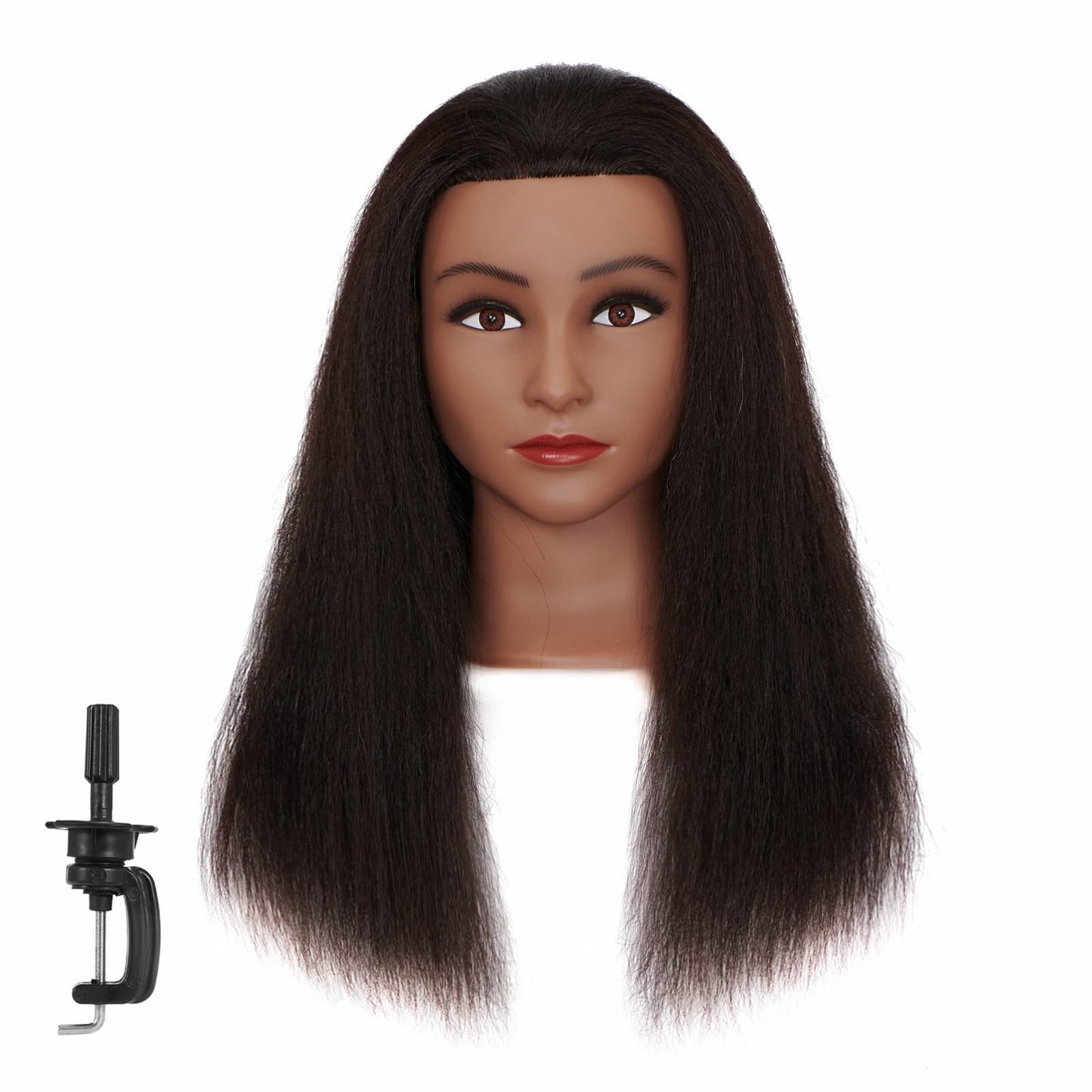 Hairginkgo Mannequin Head 100% Real Hair Manikin Head Styling Hairdresser Training Head Cosmetology Doll Head For Dyeing Cutting