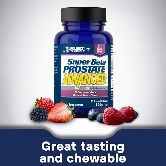 Super Beta Prostate Advanced Chewables - Prostate Support Supplement for Men's Health (180 Chews, 3-Pack)
