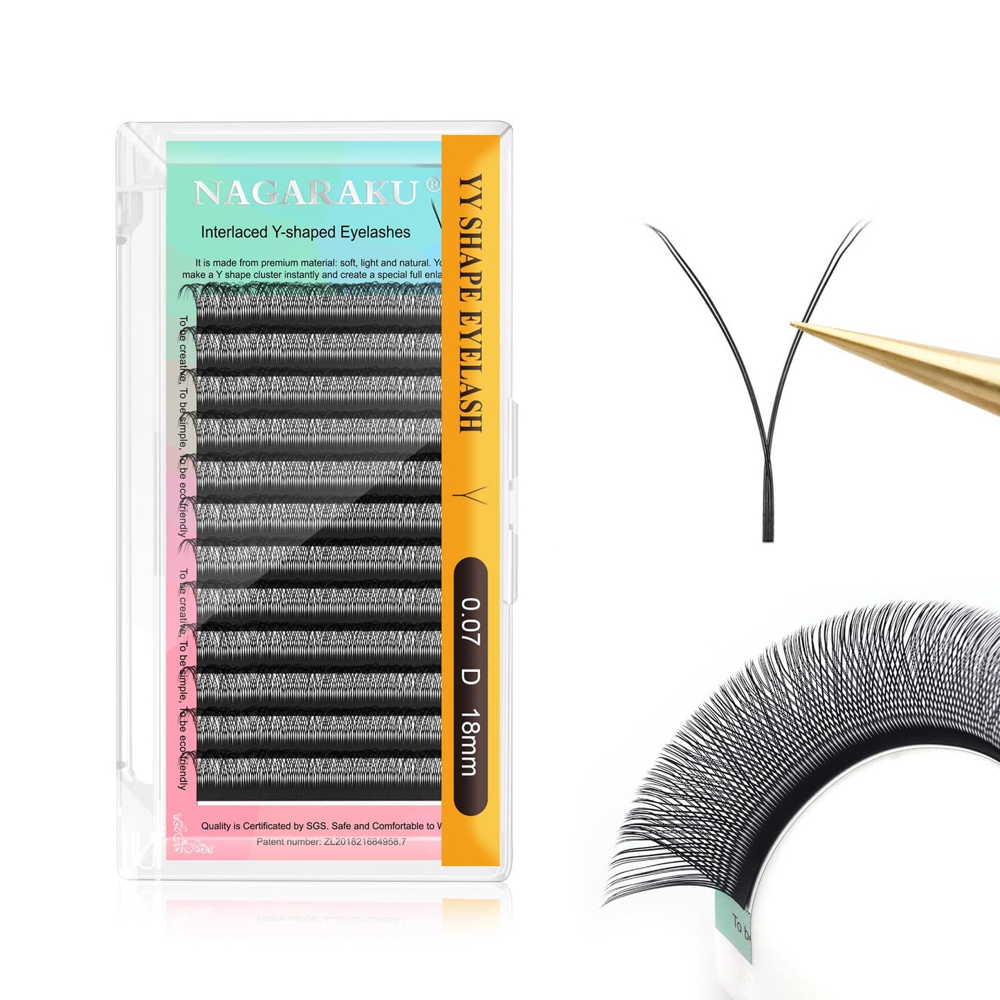 Nagaraku Yy Eyelash Extensions Supplies Y Lash 0.07Mm D Curl 18Mm Premade Fans 4D Russian Volume Y Shape Faux Mink Matte 12 Rows