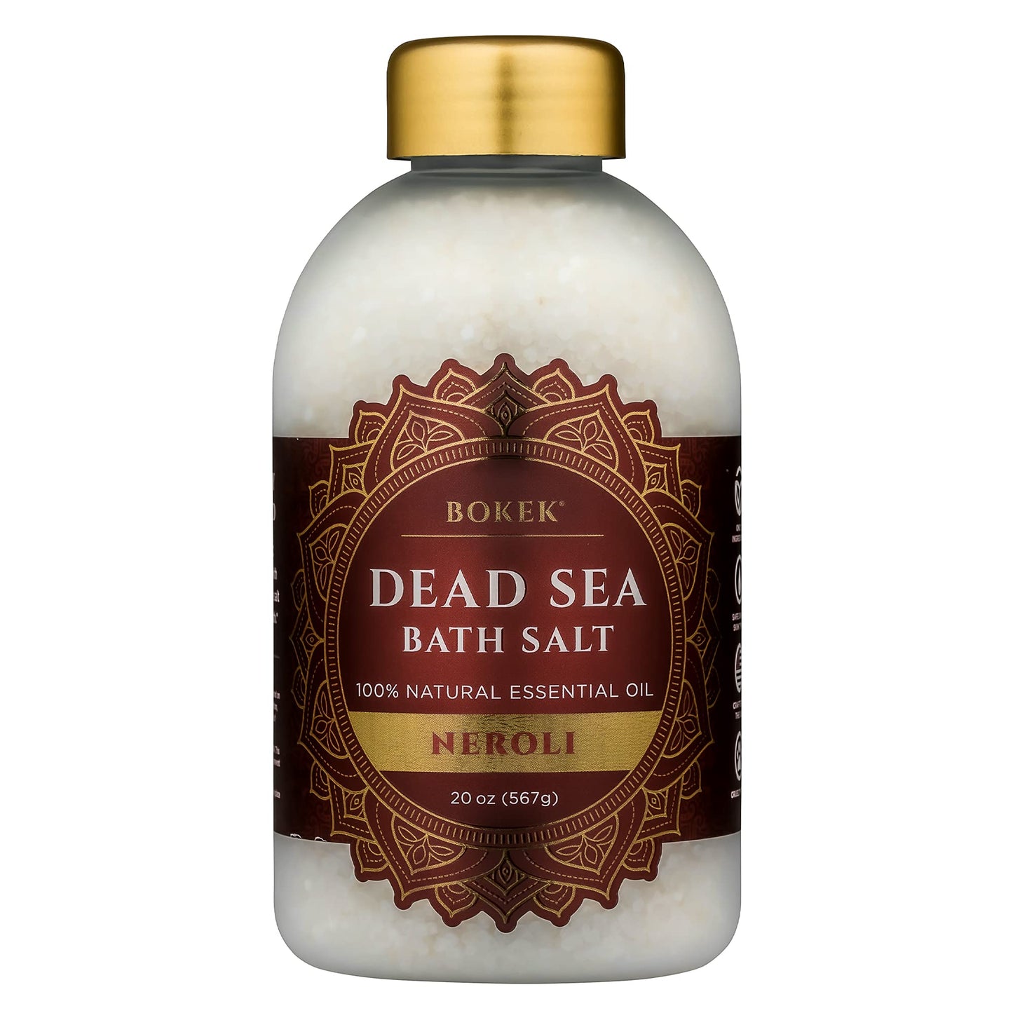 Bokek Bokek Organic Neroli Bath Salt, Dead Sea Salt Scented With Certified Organic Essential Oil, 20 Ounce Jar, White, Neroli, 2