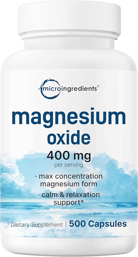 Micro Ingredients Oil of Oregano Softgels 6,000mg Per Serving & Magnesium Oxide 400mg Bundle Pack | 4X Strength Carvacrol & Thymoquinon | Elemental Form for Max Concentration