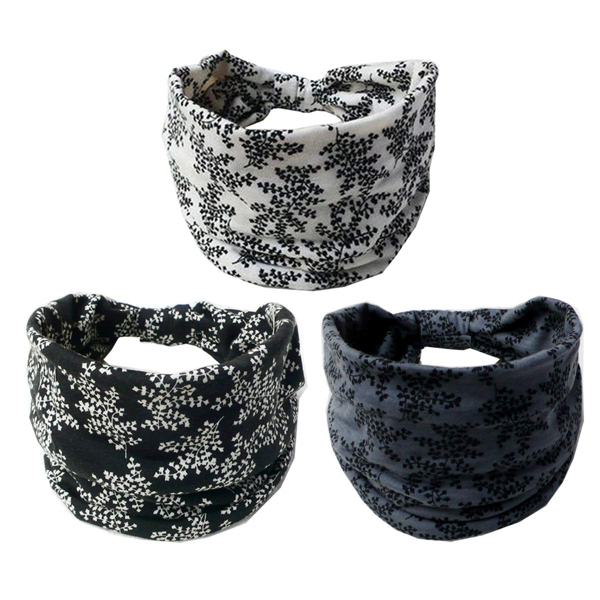 K-Elewon 3 Pack Women Wide Elastic Head Wrap Headband Twisted Hair Band (3 Pack(A11))