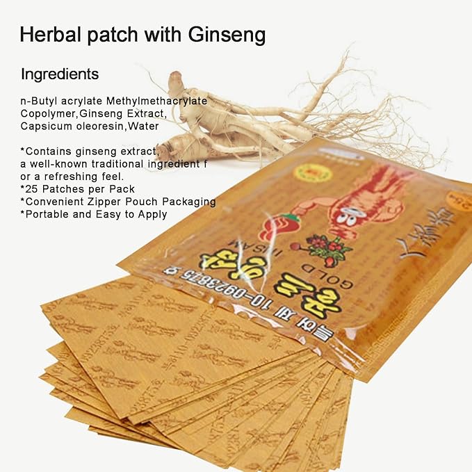 DEAD SKIN Korean Traditional Herbal Patch with Ginseng, Power Strips – 25 Counts x 3 Packs