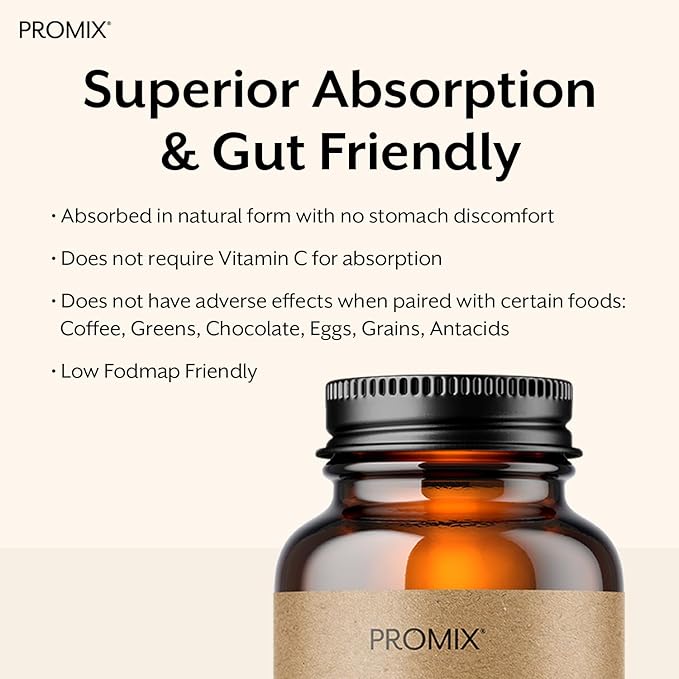 Promix Nutrition Heme Iron Supplement | Gut Friendly | 11mg polypeptide Formula - 90 Count