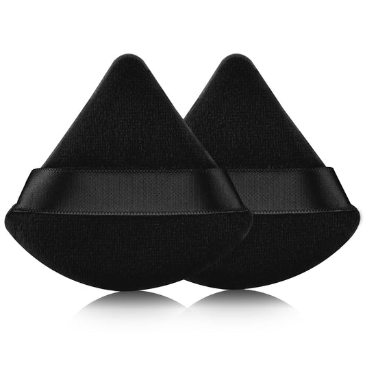 2 Pcs Evaouxiu Triangle Powder Puff For Face Powder, Soft Plush Setting Powder Puff, Velour Cosmetic Foundation Blender Sponge B
