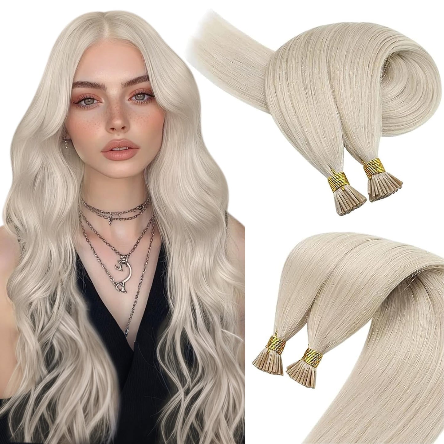 Sunny Hair Blonde Itip Hair Extensions 16Inch I Tip Hair Extensions Platinum Blonde I Tip Hair Extensions Human Hair 80S Itip Hu
